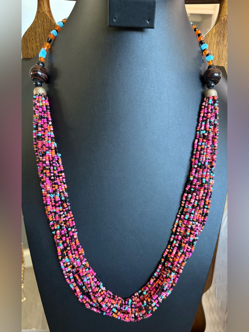 Coastal Boho Multi-Strand Beaded Statement Necklace